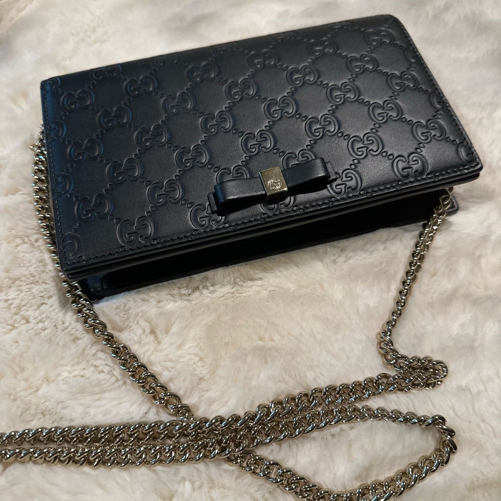 GG MARMONT LEATHER MINI CHAIN BAG